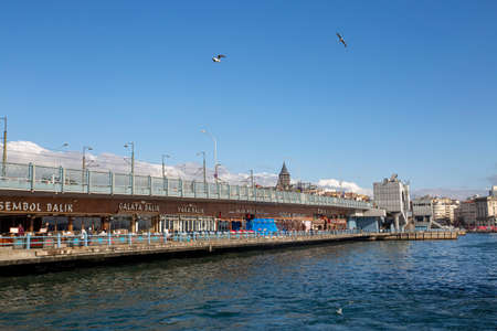 Galata Bridge and Galata Tower, Istanbul / Turkeyのeditorial素材