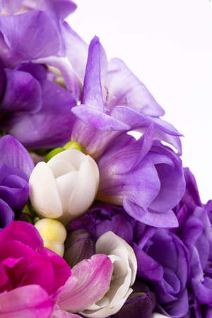 Bouquet of spring fresh freesia flowers herbalの写真素材