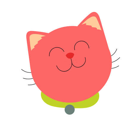 Cute pink cat draw illustration. Pet animal.の写真素材