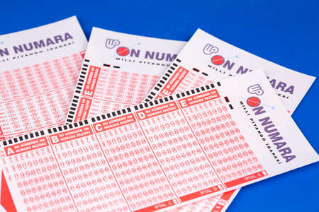 Istanbul / Turkey, March 11, 2019, Close up of Turkish lottery (Turkish Sayisal Loto, Super lotto,...