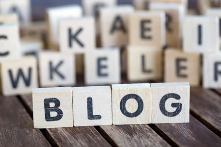 Blog word from wooden blocks on desk