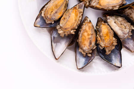 Turkish style stuffed Mussels, Midye Dolma mediterranean cuisineの写真素材