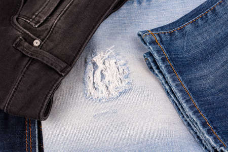 Blue jeans fabric. Denim jeans texture or denim jeans background.の写真素材