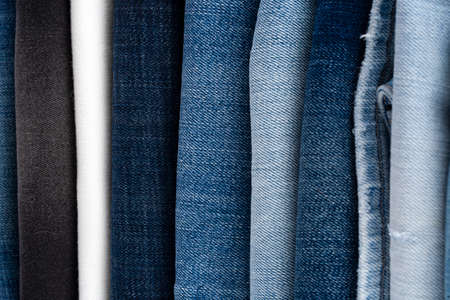 Blue jeans fabric. Denim jeans texture or denim jeans background.の写真素材