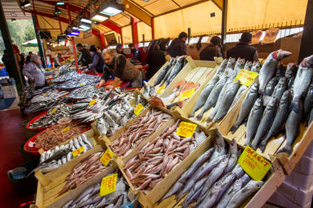 Bostanli / Izmir / Turkey, February 20, 2019, Bostanli fish market bazaar (Bospa)のeditorial素材