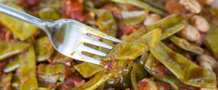 Traditional delicious Turkish foods; green bean with olive oil (olive oil beans)