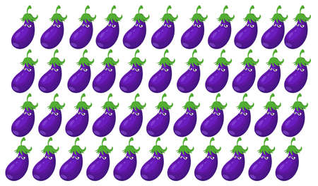Funny happy eggplant vegetable drawing illustration isolatedの写真素材