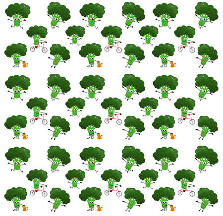 Funny happy broccoli drawing illustration isolated backgroundの写真素材