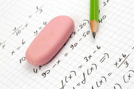 Close-up of Hand written Mathematical Formulas. Concept of Education