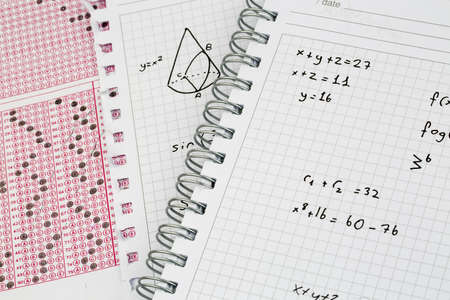 Close-up of Hand written Mathematical Formulas. Concept of Education