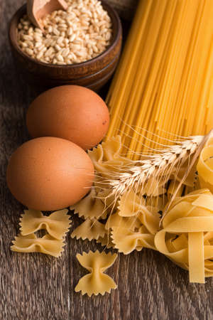 Pastry, concept photo in the kitchen; raw macaroni.の写真素材