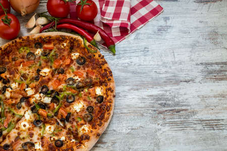 Hot Homemade Pepperoni Pizza Ready to Eatの写真素材