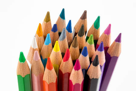 Color pencils isolated on the background. Close up.