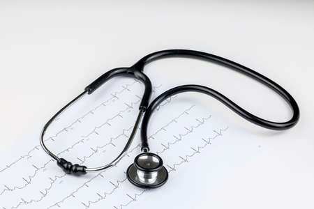 Stethoscope and red heart. Heart Check. Concept healthcare.