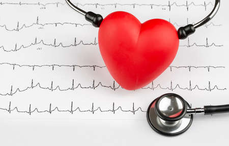 Stethoscope and red heart. Heart Check. Concept healthcare.の写真素材
