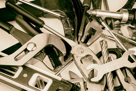 Various type of tools on white backgroundの写真素材