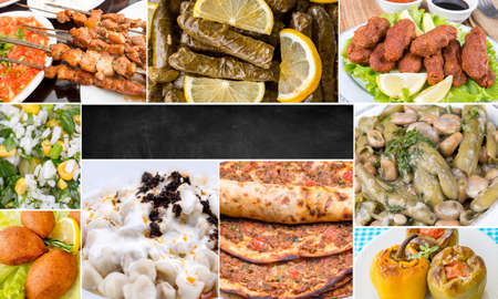 Traditional Delicious Turkish foods collage. Food concept.の写真素材