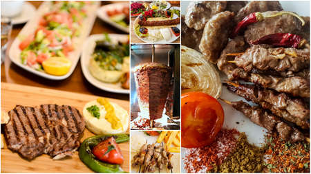 Traditional Delicious Turkish foods collage. Food concept.の写真素材