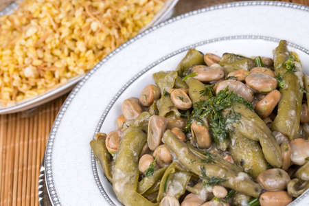 Turkish Food Broad Beans, Dill and Olive Oil / Olive Oil Broad Beans.の写真素材