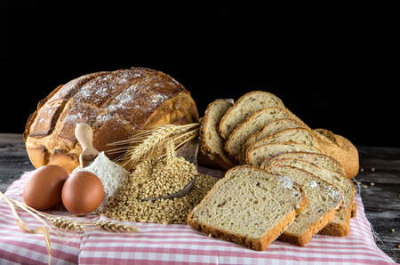 Fresh fragrant bread on the table. Food concept