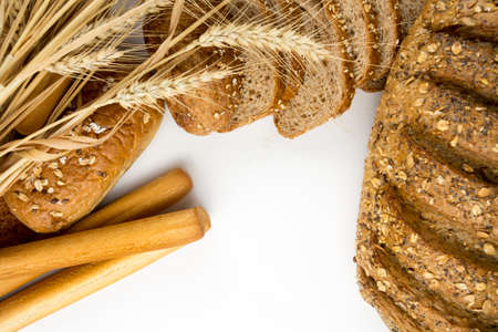 Fresh fragrant bread on the table. Food concept
