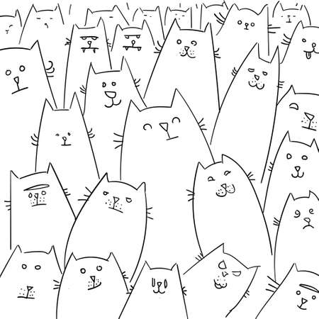 Fun, cartoon artistic cat figures drawings. Original studies.の写真素材