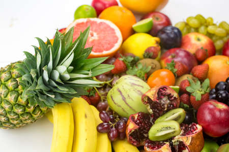 Fresh mixed fruits.Fruits background.Healthy eating, dieting.Love fruits, clean eating.の写真素材