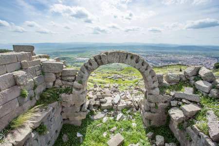 Temple of Trajan in ancient city Pergamon, Bergama, Turkey in a beautiful spring day