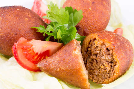 Traditional delicious Turkish foods; bulgur meatball (Icli kofte), Turkish kitchen.