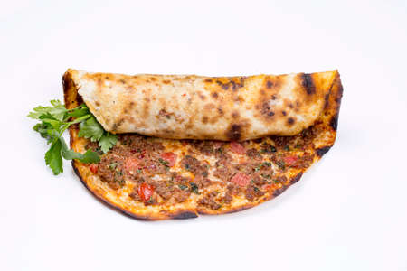 Traditional delicious Turkish foods; Turkish pizza; Lahmacun. Turkish kitchen.