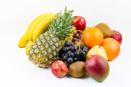 Assortment of exotic fruits isolated on whiteの写真素材