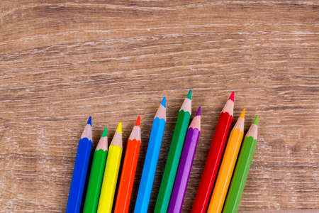 Color pencils isolated on background close up with Clipping path.Beautiful color pencils.Color...