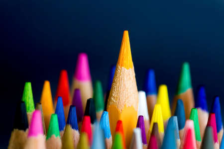 Color pencils isolated on background close up with Clipping path.Beautiful color pencils.Color pencils for drawing.の写真素材