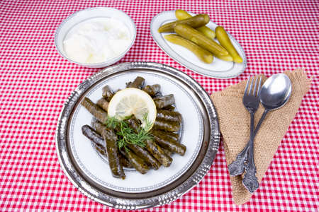 Traditional delicious Turkish foods; stuffed leaves