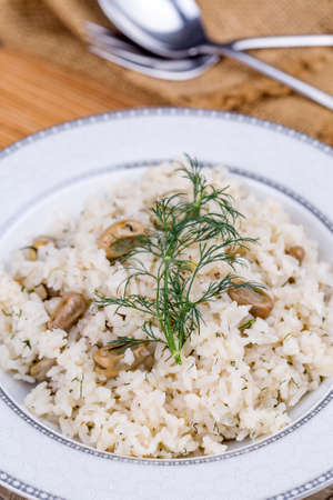 Traditional Turkish foods; Vegetables rice (Broad Bean Rice)の写真素材