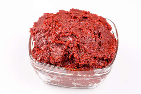 Turkish pepper paste, red pepper (tomato paste) on the white background