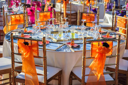 Table set for an event party or wedding reception