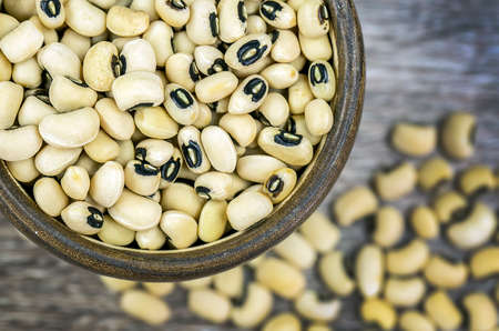 Black-eyed Beans texture background. Cowpea beans. Dried legumes.の写真素材