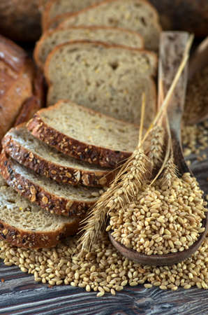 Fresh fragrant bread on the table. Food concept