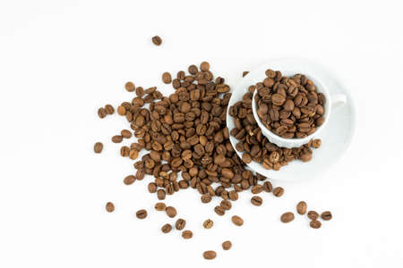 Turkish coffee on the white background. Coffee beans
