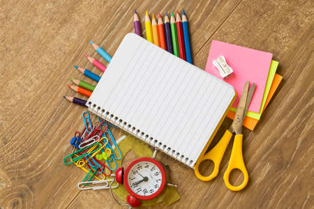 School and office equipment, stationery materials. Colorful stationery.の写真素材