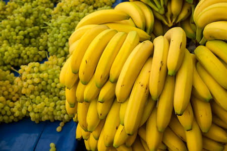 Fresh fruits; banana grocery market. Healthy nutrition.の写真素材