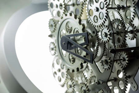 Close view of old clock mechanism with gears and cogs. Conceptual photo for your successful business...