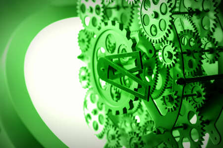 Close view of old clock mechanism with gears and cogs. Conceptual photo for your successful business design. Copy space included.の写真素材