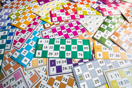 Bingo cards (Tombola / lotto) and with numbers isolatedの写真素材