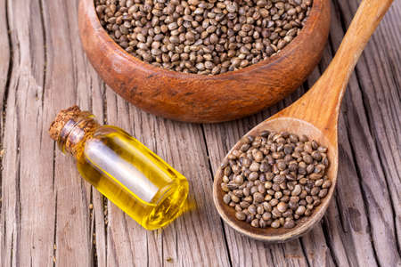 Hemp seeds and hemp seeds oilの写真素材