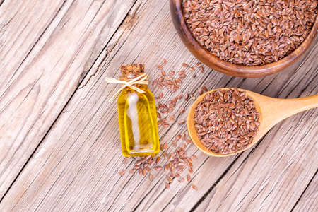 Flax seed and flax seed oilの写真素材