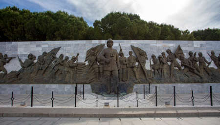 Canakkale, Turkey / May 26, 2019: Mustafa Kemal Ataturk and Turkish Army Statues in The Canakkale...