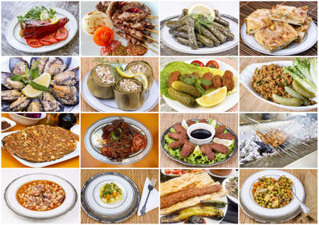 Traditional Turkish foods collage. Selective focus. Food background.の写真素材