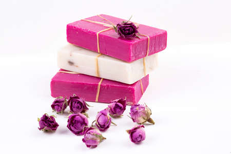 Dried pink rose soapの写真素材
